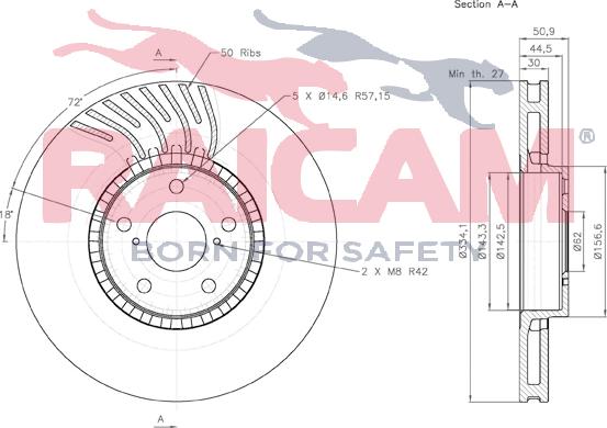 Raicam RD01084 - Тормозной диск autospares.lv