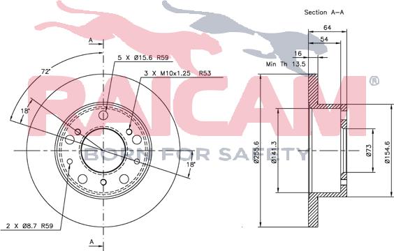 Raicam RD01034 - Тормозной диск autospares.lv
