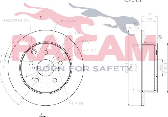 Raicam RD01103 - Тормозной диск autospares.lv