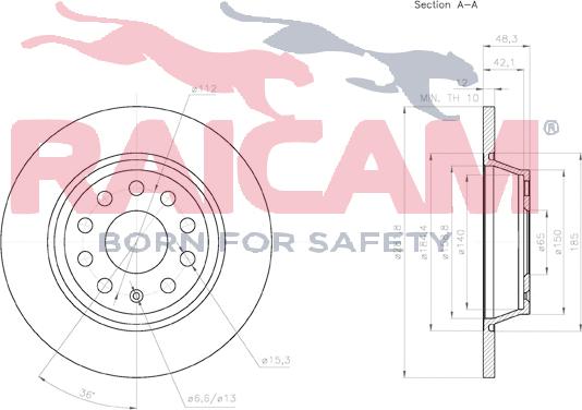 Raicam RD01136 - Тормозной диск autospares.lv