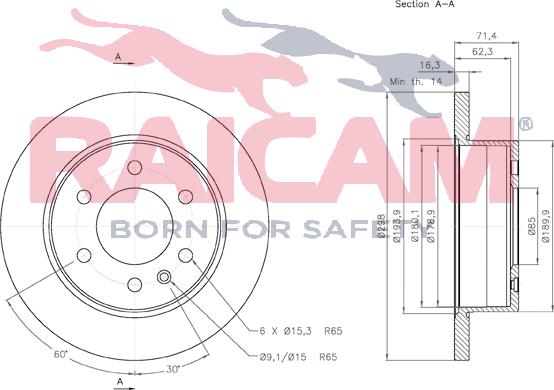 Raicam RD01125 - Тормозной диск autospares.lv