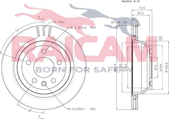 Raicam RD01120 - Тормозной диск autospares.lv