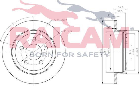 Raicam RD01176 - Тормозной диск autospares.lv