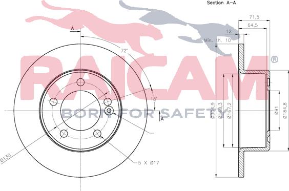 Raicam RD01346 - Тормозной диск autospares.lv