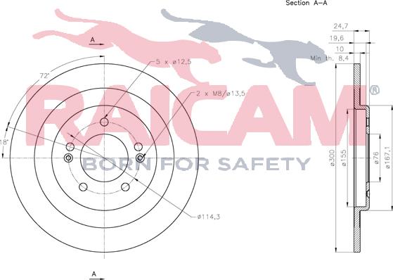 Raicam RD01255 - Тормозной диск autospares.lv