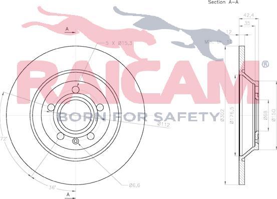 Raicam RD01208 - Тормозной диск autospares.lv