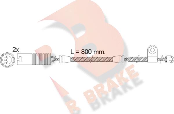 R Brake 610499RB - Сигнализатор, износ тормозных колодок autospares.lv