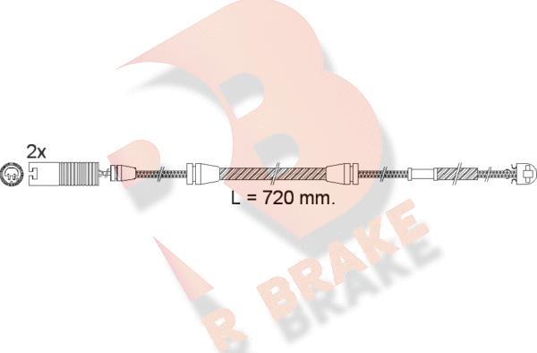 R Brake 610498RB - Сигнализатор, износ тормозных колодок autospares.lv