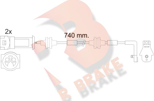 R Brake 610446RB - Сигнализатор, износ тормозных колодок autospares.lv