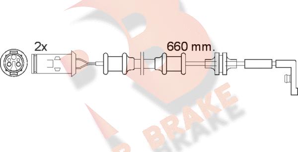 R Brake 610447RB - Сигнализатор, износ тормозных колодок autospares.lv