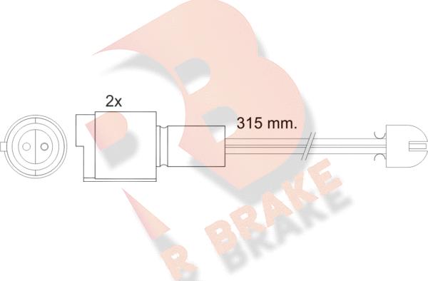 R Brake 610455RB - Сигнализатор, износ тормозных колодок autospares.lv