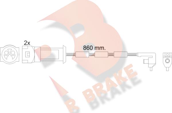 R Brake 610450RB - Сигнализатор, износ тормозных колодок autospares.lv