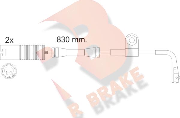 R Brake 610458RB - Сигнализатор, износ тормозных колодок autospares.lv