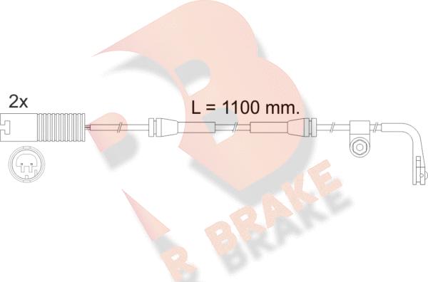 R Brake 610457RB - Сигнализатор, износ тормозных колодок autospares.lv