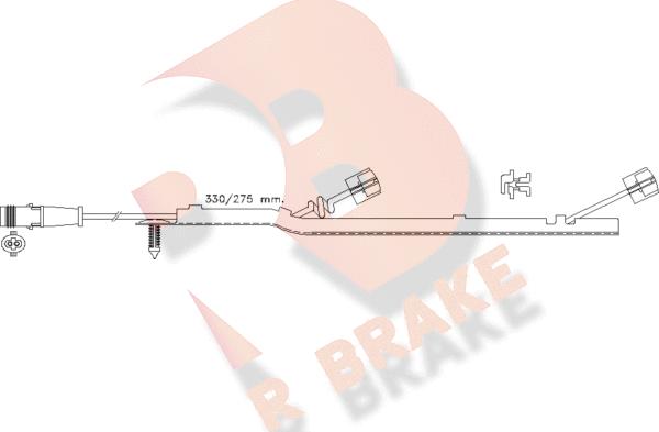 R Brake 610434RB - Сигнализатор, износ тормозных колодок autospares.lv