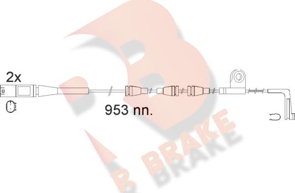 R Brake 610552RB - Сигнализатор, износ тормозных колодок autospares.lv