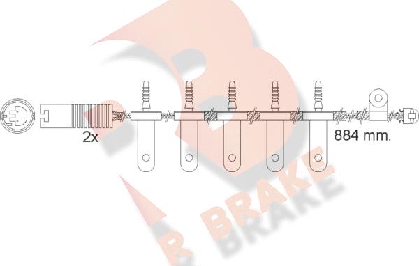 R Brake 610500RB - Сигнализатор, износ тормозных колодок autospares.lv