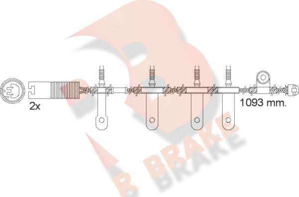 R Brake 610501RB - Сигнализатор, износ тормозных колодок autospares.lv