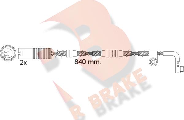 R Brake 610502RB - Сигнализатор, износ тормозных колодок autospares.lv