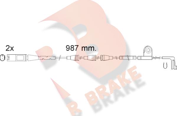 R Brake 610571RB - Сигнализатор, износ тормозных колодок autospares.lv