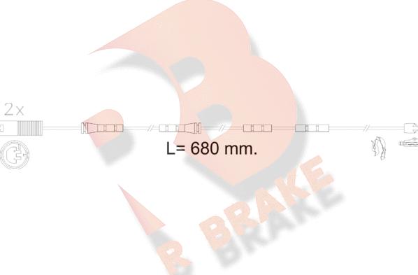 R Brake 610606RB - Сигнализатор, износ тормозных колодок autospares.lv