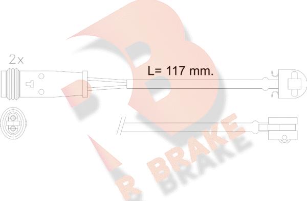 R Brake 610612RB - Сигнализатор, износ тормозных колодок autospares.lv