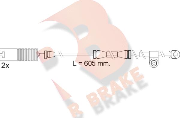 R Brake 610390RB - Сигнализатор, износ тормозных колодок autospares.lv