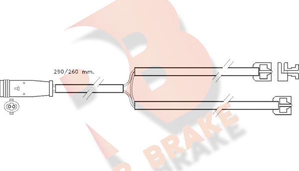 R Brake 610335RB - Сигнализатор, износ тормозных колодок autospares.lv