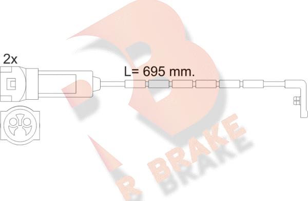 R Brake 610241RB - Сигнализатор, износ тормозных колодок autospares.lv