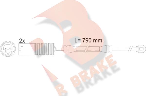 R Brake 610242RB - Сигнализатор, износ тормозных колодок autospares.lv