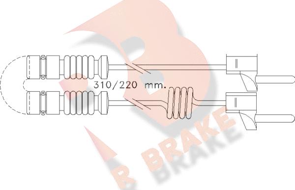 R Brake 610221RB - Сигнализатор, износ тормозных колодок autospares.lv