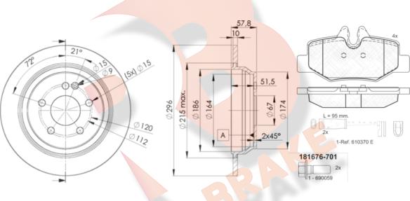 R Brake 3R16760416 - Дисковый тормозной механизм, комплект autospares.lv