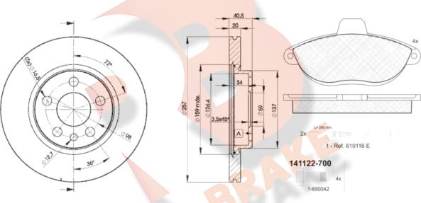 R Brake 3R11224683 - Дисковый тормозной механизм, комплект autospares.lv