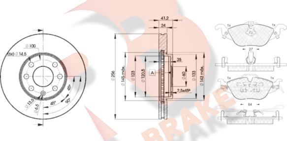 R Brake 3R12497879 - Дисковый тормозной механизм, комплект autospares.lv