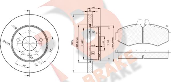 R Brake 3R12886380 - Дисковый тормозной механизм, комплект autospares.lv