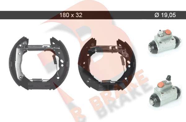 R Brake 79RBKT0096 - Комплект тормозных колодок, барабанные autospares.lv