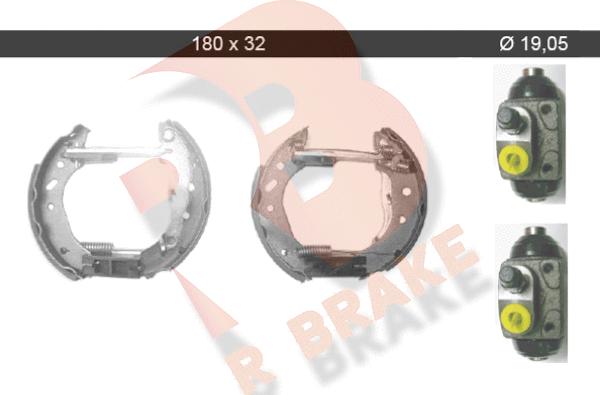 R Brake 79RBKT0025 - Комплект тормозных колодок, барабанные autospares.lv