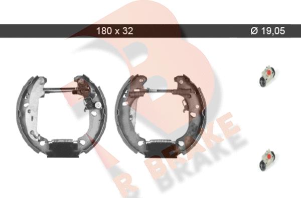 R Brake 79RBKT0028 - Комплект тормозных колодок, барабанные autospares.lv