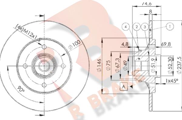 R Brake 78RBD14901 - Тормозной диск autospares.lv