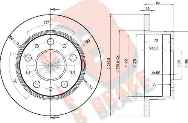 R Brake 78RBD14696 - Тормозной диск autospares.lv