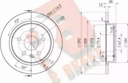 R Brake 78RBD14117 - Тормозной диск autospares.lv