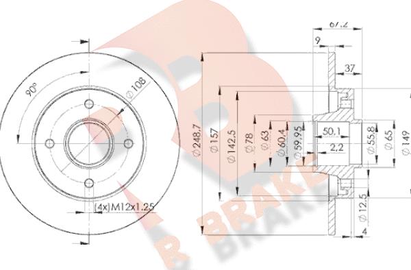 R Brake 78RBD14744 - Тормозной диск autospares.lv