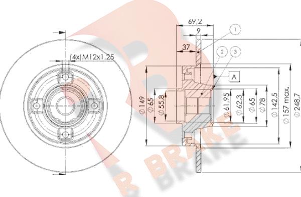 R Brake 78RBD14745 - Тормозной диск autospares.lv