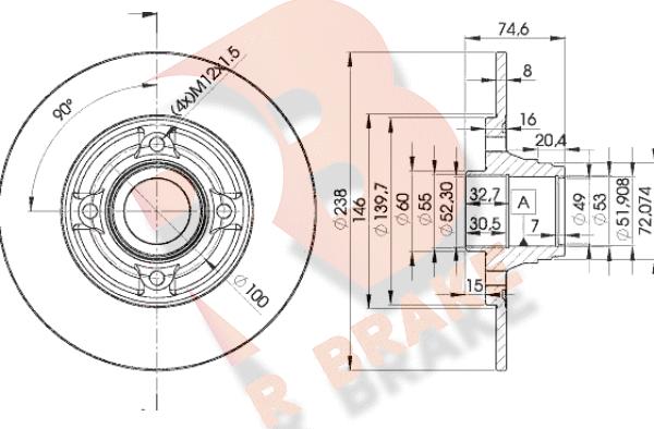 R Brake 78RBD15006 - Тормозной диск autospares.lv