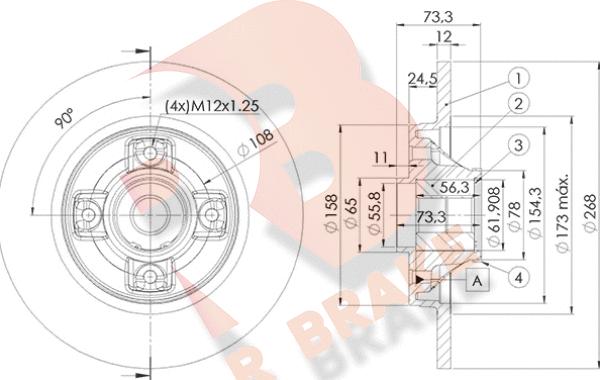 R Brake 78RBD15023 - Тормозной диск autospares.lv