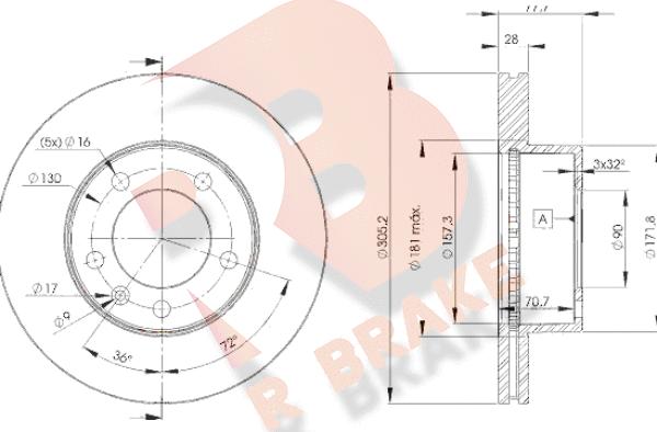 R Brake 78RBD16848 - Тормозной диск autospares.lv