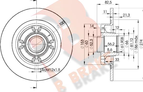 R Brake 78RBD16328 - Тормозной диск autospares.lv