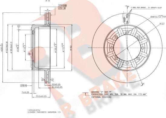 R Brake 78RBD10017 - Тормозной диск autospares.lv