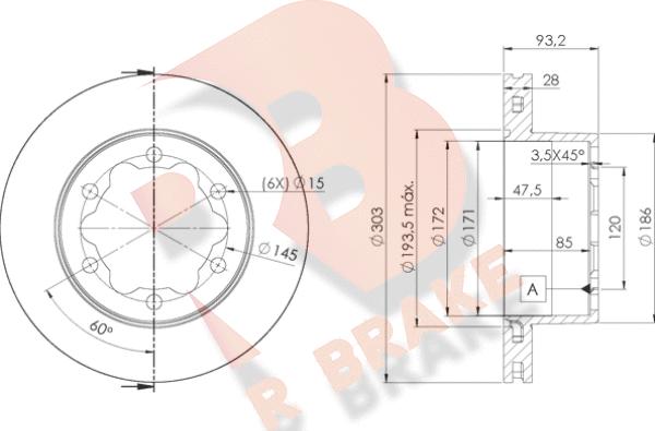 R Brake 78RBD10192 - Тормозной диск autospares.lv