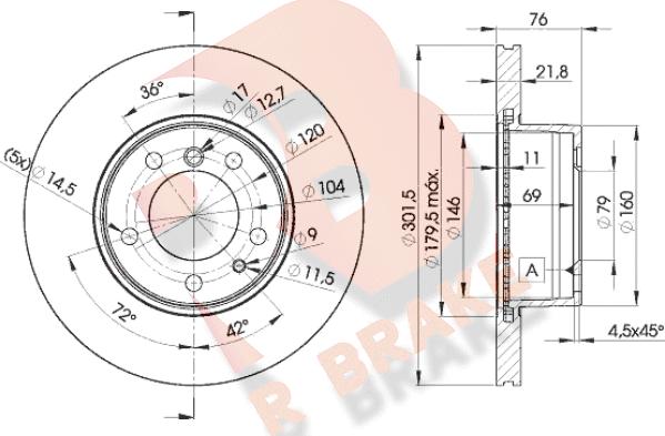 R Brake 78RBD18040 - Тормозной диск autospares.lv